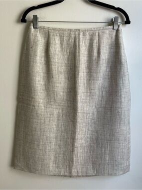 Vintage NWT Laurel by Escada Linen Skirt Gray Knee Length Pencil 38 Medium 28"